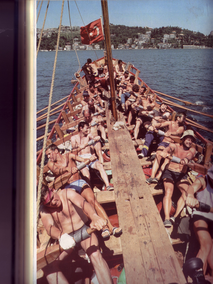 Naked girls tied to a boat